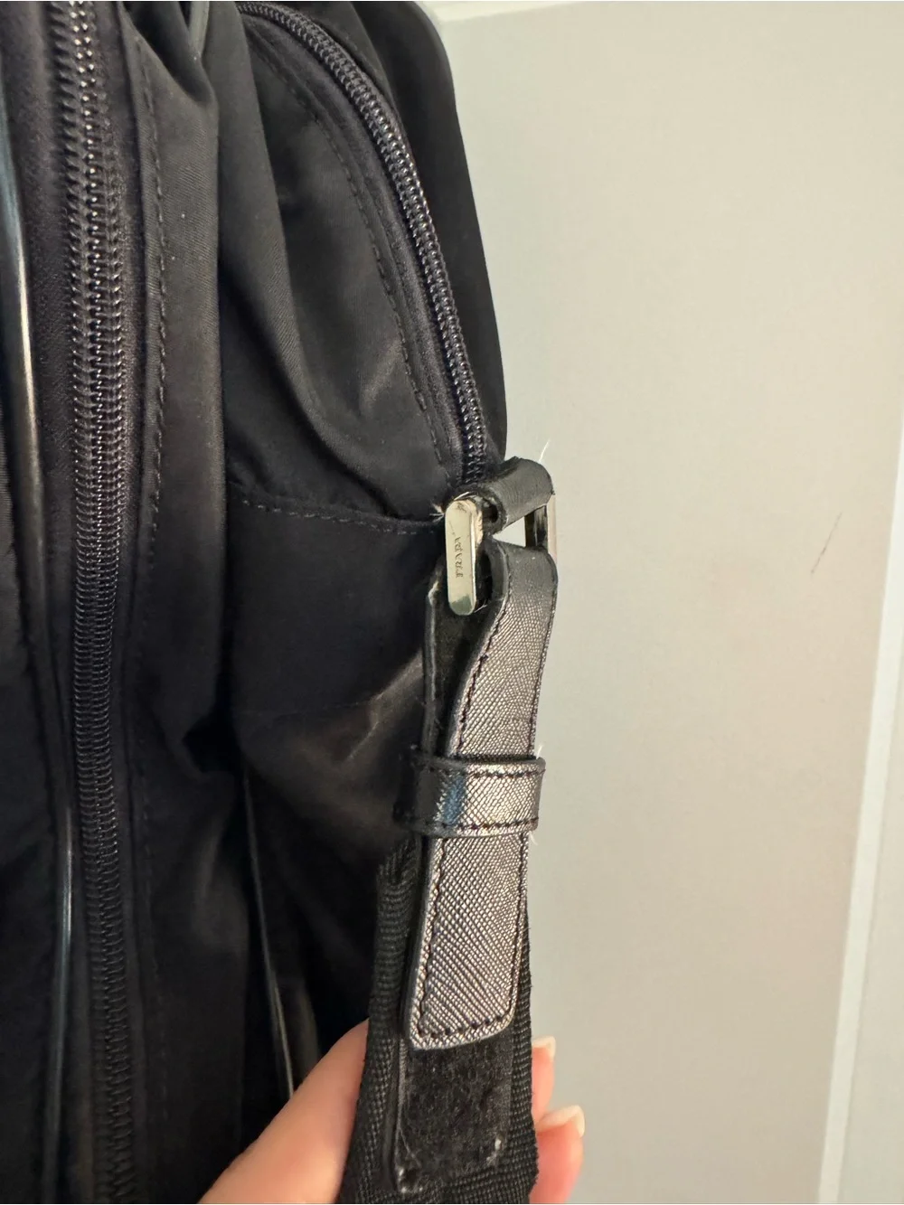 Prada Black Nylon Diaper Bag Tote with Leather Straps